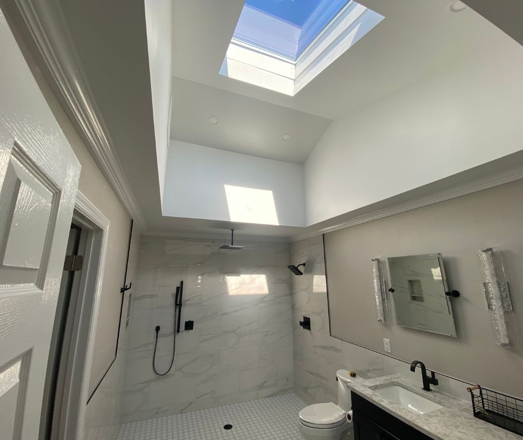 Nassau County Modern Bathroom Renovation Skylight
